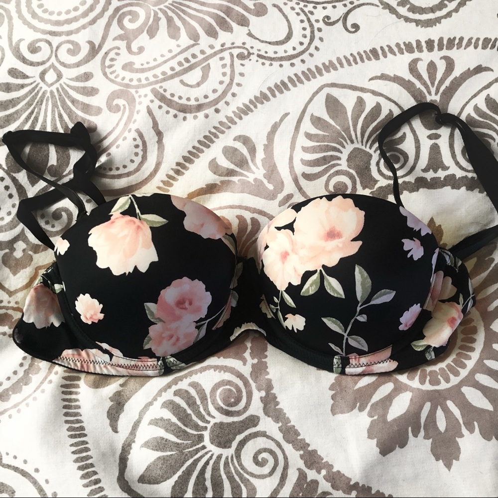 VS Pink Floral Push-up Bra 32C